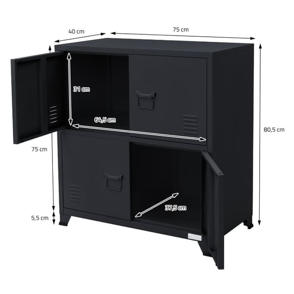Kontorsskåp med två nivåer magnetstängning 75x40x80,5 cm antracit stål ML design