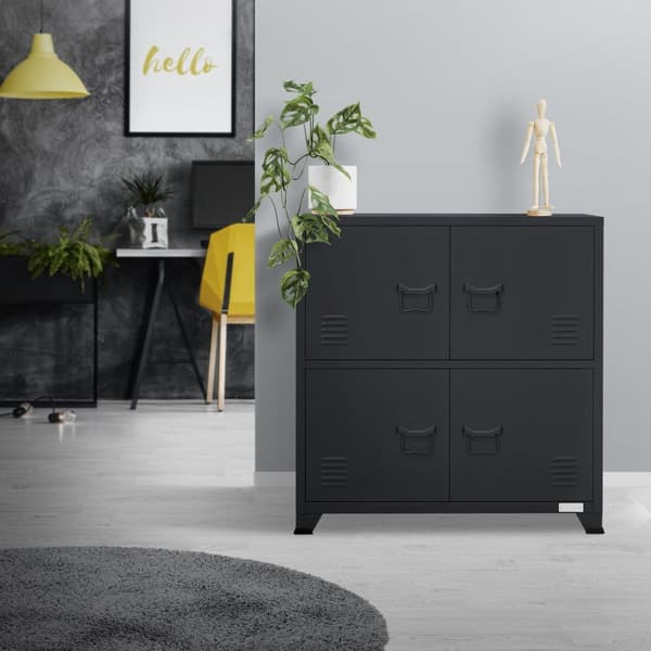 Kontorsskåp med två nivåer magnetstängning 75x40x80,5 cm antracit stål ML design