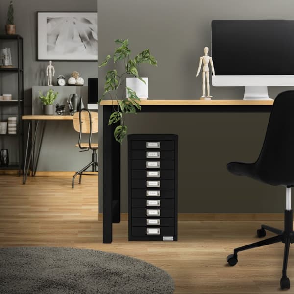 Arkivskåp med 10 lådor 28x38x60 cm svart metall ML design