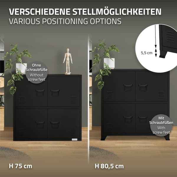 Sæt med 3 arkivskabe til kontoret Stålskab med hylder 75x40x80,5 cm
