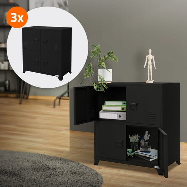 Sæt med 3 arkivskabe til kontoret Stålskab med hylder 75x40x80,5 cm