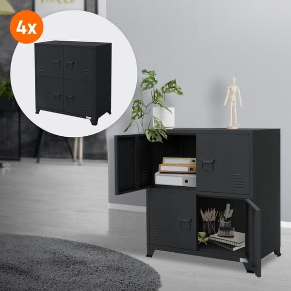 Set med 4 arkivskåp för kontor Stålskåp med hyllor 75 x 40 x 80,5 cm