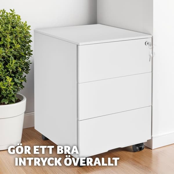 Förvaringsskåp Magna med 3 låsbara lådor - vit
