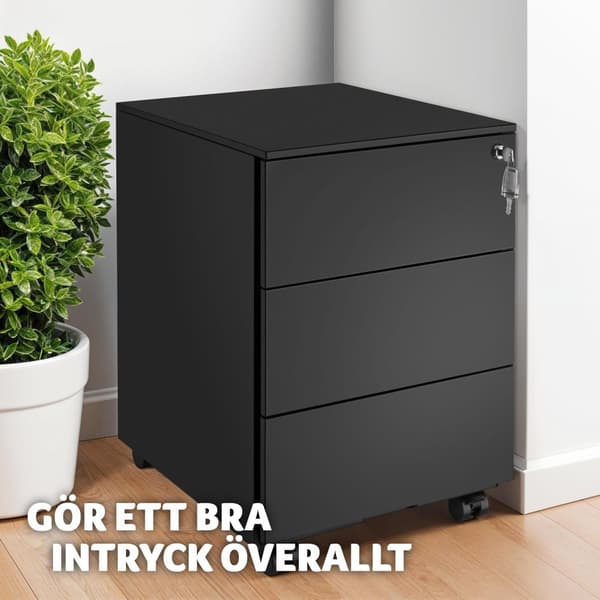 Förvaringsskåp Magna med 3 låsbara lådor - svart