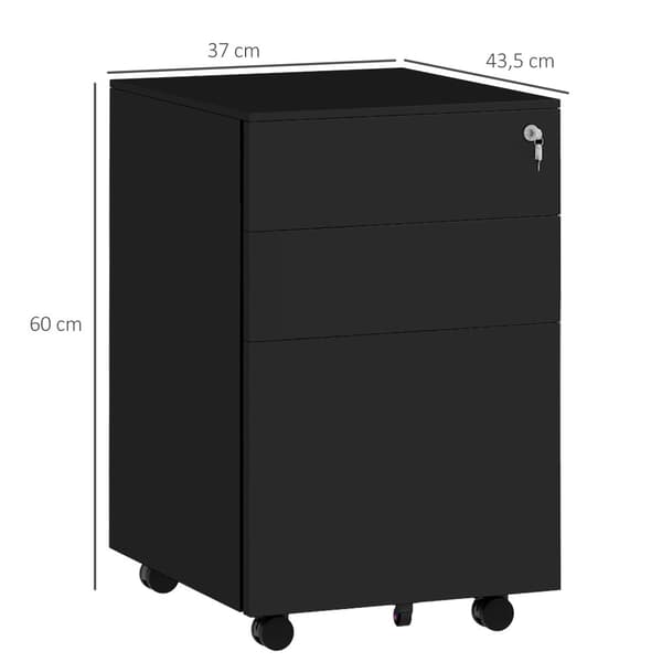Arkivskab, 37Lx43.5Bx60H cm, Sort