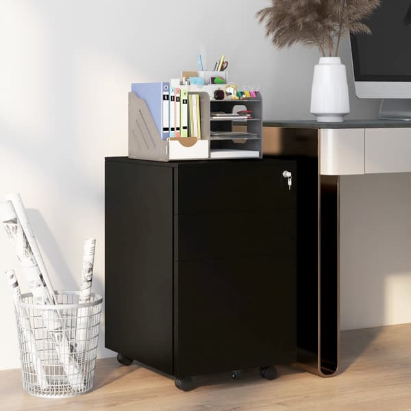 Arkivskab, 37Lx43.5Bx60H cm, Sort