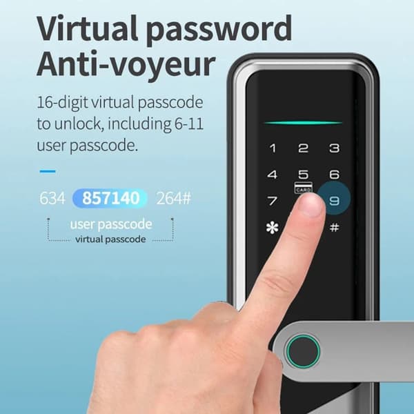 A1 Tuya WiFi Fingeravtryck Smart Dörrlås Dynamiska lösenord NFC Elektroniskt Lås