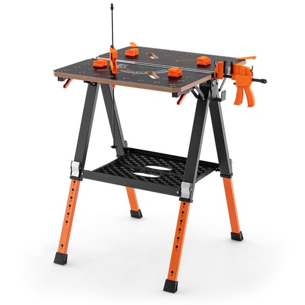 Arbetsbord och sågbock, 70,5x65x60-91 cm, Orange