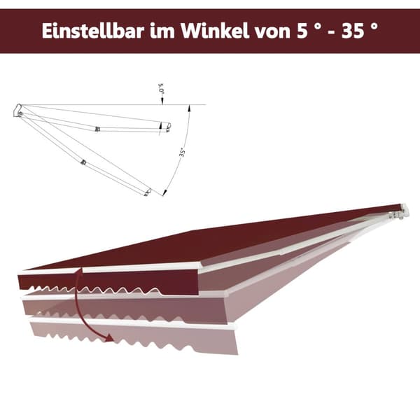 Markise, Udtrækkelig Markise i Aluminium til Terrasse, Solbeskyttelse, 3x2.5 m, Bordeaux