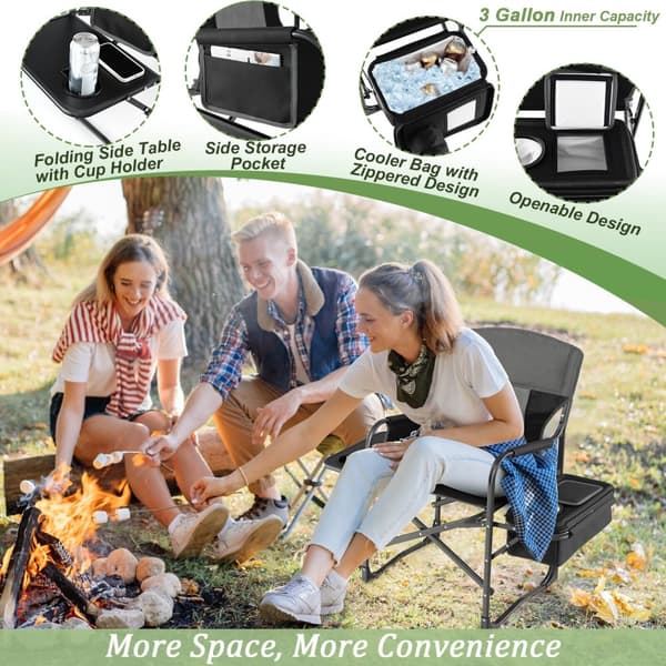 Sammenklappelig camping-direktørstol, 45x22x39 tommer, sort