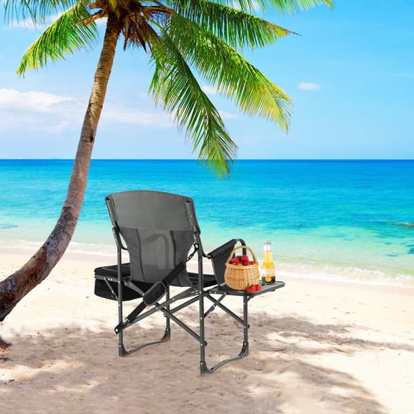 Sammenklappelig camping-direktørstol, 45x22x39 tommer, sort