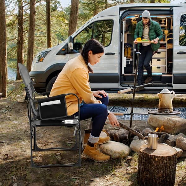 Sammenklappelig camping-direktørstol, 45x22x39 tommer, sort