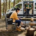 Miniatyrbillede 7 af 8: Sammenklappelig camping-direktørstol, 45x22x39 tommer, sort