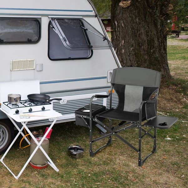 Sammenklappelig camping-direktørstol, 45x22x39 tommer, sort