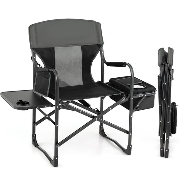 Sammenklappelig camping-direktørstol, 45x22x39 tommer, sort