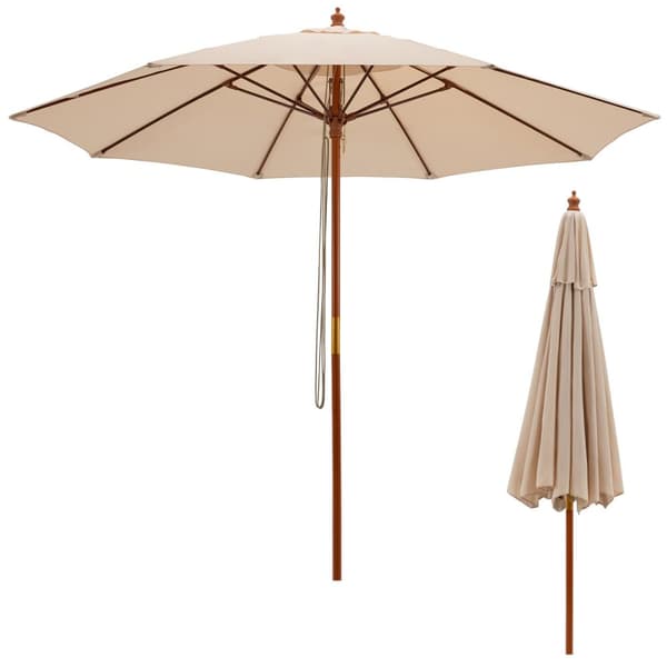 Terrasseparasol, 283x252.5 cm, Beige/Rød