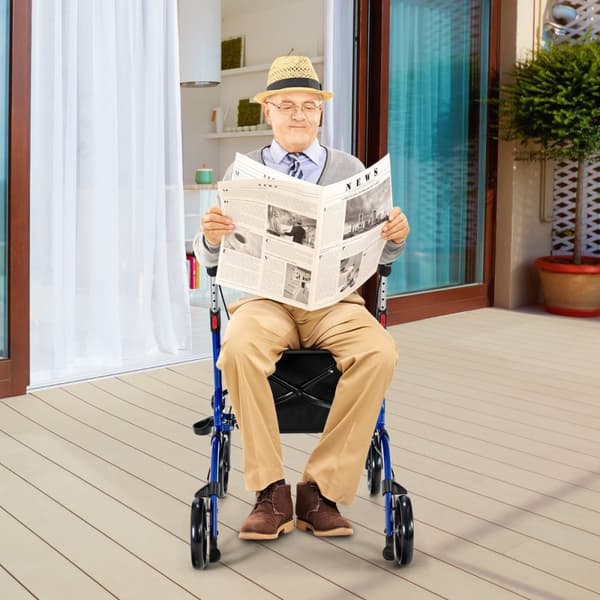 Rollaattori, 2-in-1 rollaattori istuimella, 79,5x61,5x83 cm - 96 cm, Punainen/Sininen