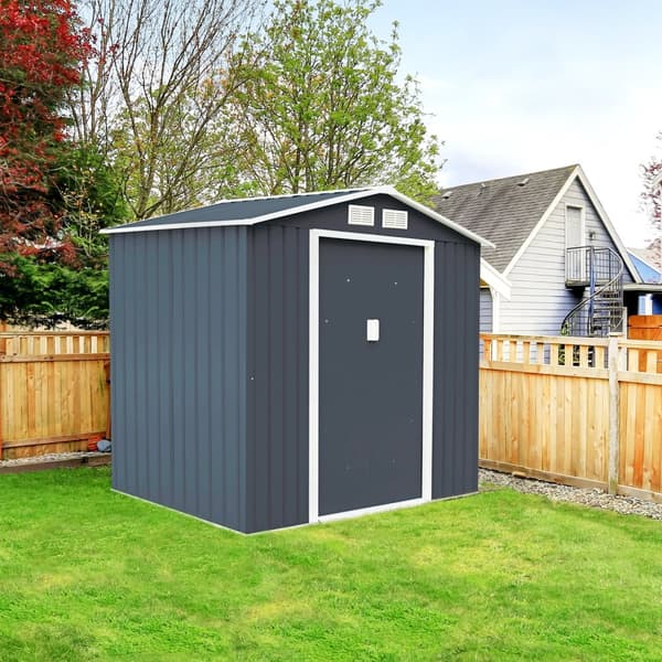 Udendørs haveopbevaringsskur, 7,0' x 4,2' x 6,1', Grå