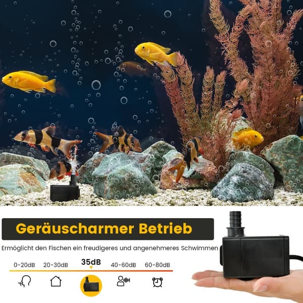 Akvariepump, 10x8x7,5 cm, Svart