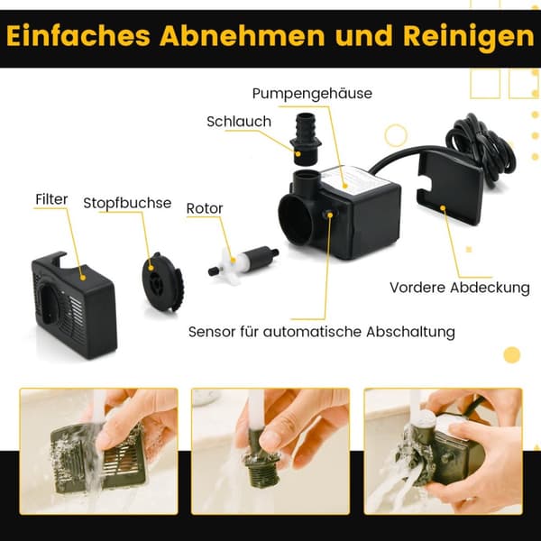 Akvariepump, 10x8x7,5 cm, Svart