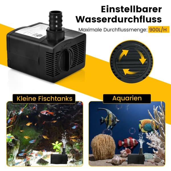 Akvariepump, 10x8x7,5 cm, Svart