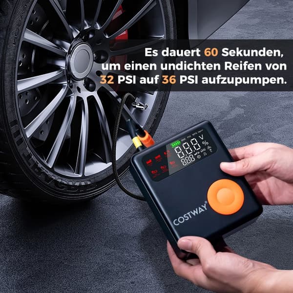 Bilbatteriets startkabel, 2000A 12V, 13x5x15.5 cm, Svart & Orange