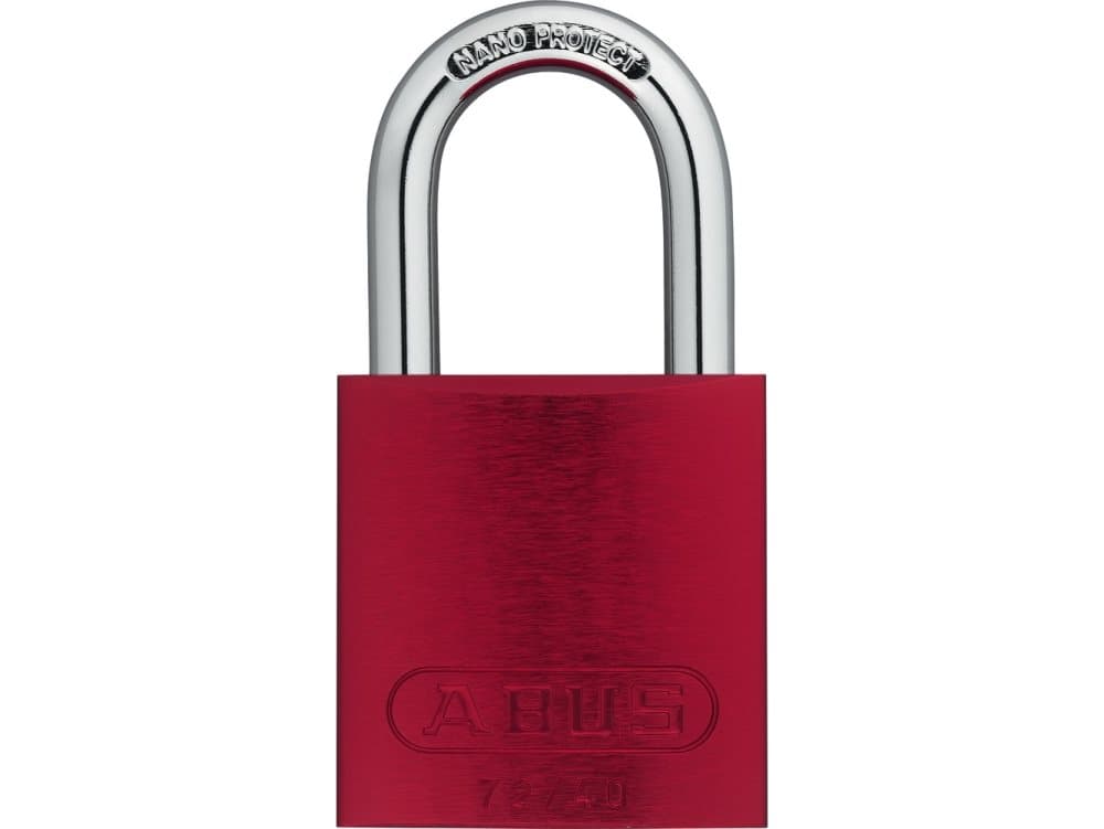 ABUS 72/40, Konventionellt hänglås, Tangentlås, Lika låsning, Staket, Garage, Shed, Förvaringsskåp, Verktygslåda, Workshop, Metallisk, Röd, Gjuten al