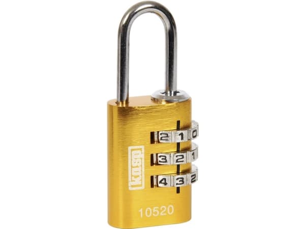 Kasp K10520YELD Hængelås 20 mm Gul Kombinationslås