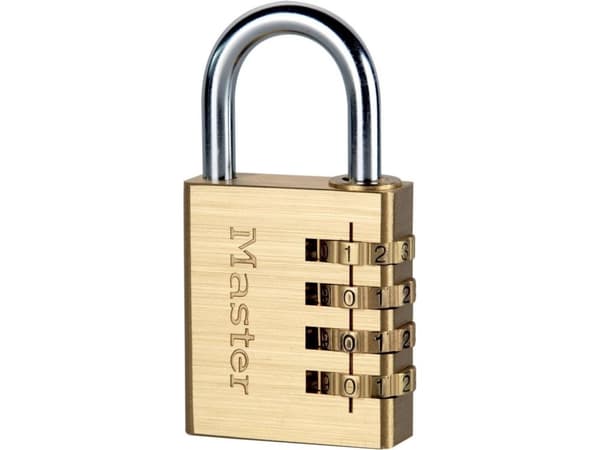 MASTER LOCK 604EURD, Perinteinen riippulukko, Yhdistelmälukko, Oma säilytystila, Säilytyskaappi, Työkalulaatikko, Messinki, Hopea, Alumiini, Messinki
