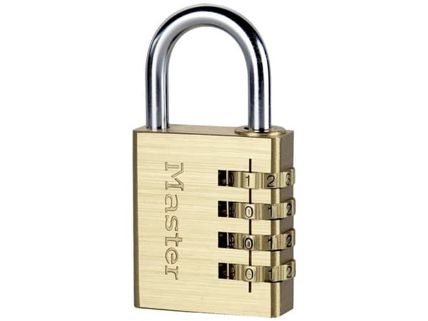 MASTER LOCK 604EURD, Perinteinen riippulukko, Yhdistelmälukko, Oma säilytystila, Säilytyskaappi, Työkalulaatikko, Messinki, Hopea, Alumiini, Messinki