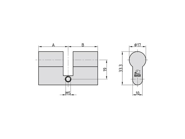 BASI BZ 100 30/30, Europrofilsylinder, Nickel, 1 stykker, 181 g, 1,7 cm