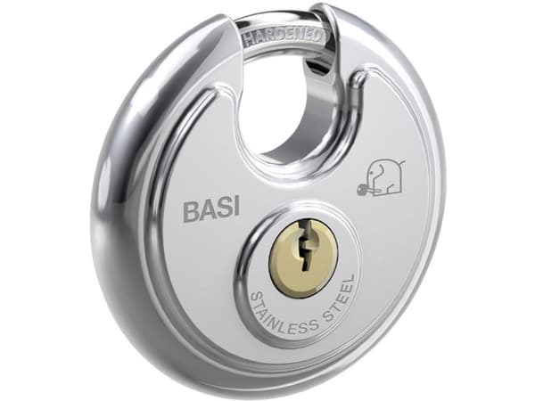 BASI 6100-7000, Konventionellt hänglås, Tangentlås, Lika låsning, Silver, Rostfritt stål, Härdat stål