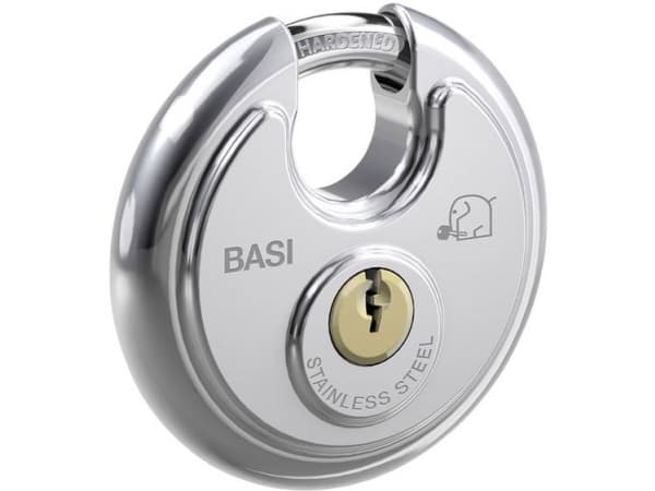 BASI 6100-7000, Konventionellt hänglås, Tangentlås, Lika låsning, Silver, Rostfritt stål, Härdat stål