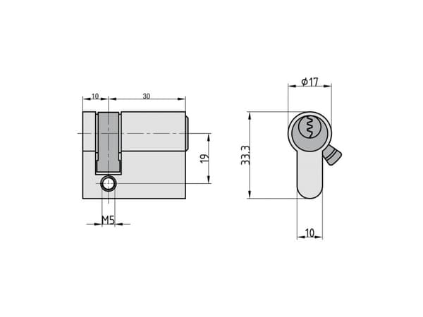 Basi G102 Profiilipuolisylinteri 10 / 30mm