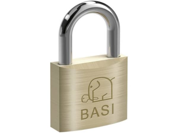 BASI 6110-3001-3004, Perinteinen riippulukko, Avainlukko, Sarjoitettu avain, Messinki, Hopea, Messinki, Karkaistu teräs