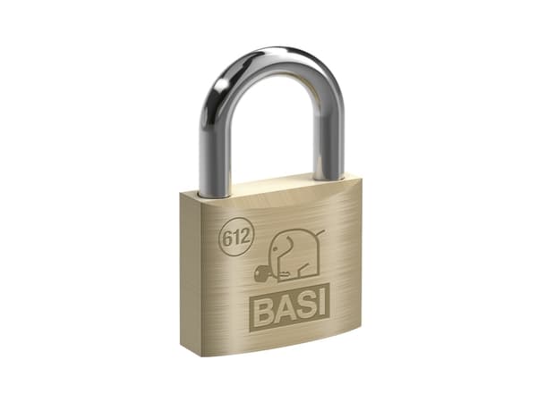 BASI 6120-2501-2506, Konventionellt hänglås, Tangentlås, Lika låsning, mässing, Silver, mässing, Härdat stål