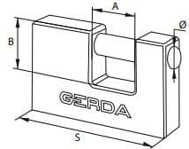 Gerda 70 mm hänglås i gjutjärn (GROKZT0007000.0623OP)