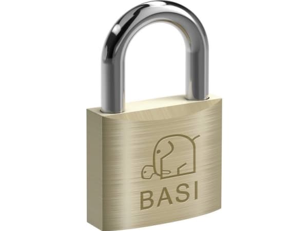 BASI 6110-4000, Konventionellt hänglås, Tangentlås, Lika låsning, mässing, Silver, mässing, Härdat stål