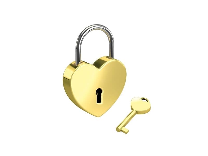 Basi 0006-0701 hänglås 45 mm Love lock Guld