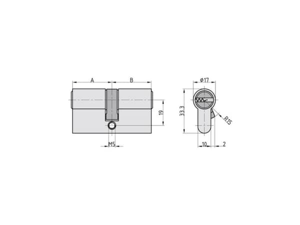 BASI VB5200-0520, Europrofilcylinder, Kromfärgad, 3 styck, 397 g, 1,5 cm