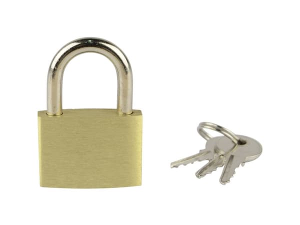 Brüder Mannesmann M 413-30 hänglås 25 mm olika guldgula nyckellås