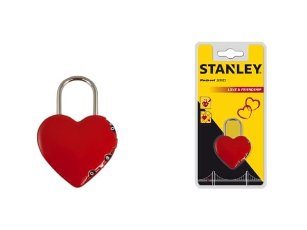 Stanley Heart Shaped Padlock, Konventionellt hänglås, Kombinationslås, Gate, Självförvaring, Förvaringsskåp, Röd, Rostfritt stål, Nickel, Zink, Stål