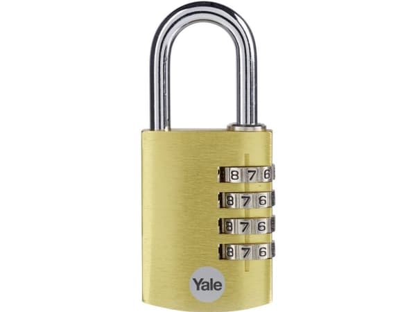 Yale YE3CB/38/131/1/GO, Konventionellt hänglås, Kombinationslås, Guld, Gjuten aluminium, Stål, U-format