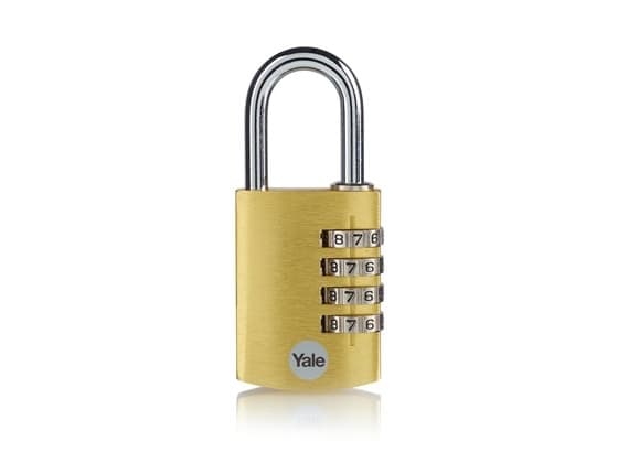 Yale YE3CB/38/131/1/GO, Konventionellt hänglås, Kombinationslås, Guld, Gjuten aluminium, Stål, U-format