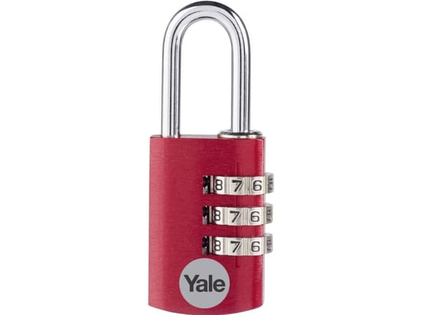Yale YE3CB/20/121/1/CO, Perinteinen riippulukko, Yhdistelmälukko, Punainen, Alumiini, Terästä, U-muotoinen