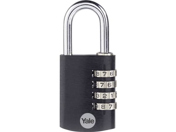Yale YE3CB/38/131/1/BK, Konventionellt hänglås, Kombinationslås, Svart, Gjuten aluminium, U-format, 1 styck