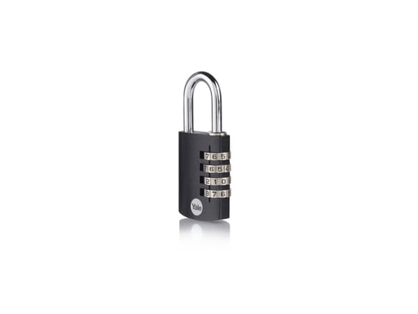 Yale YE3CB/38/131/1/BK, Konventionellt hänglås, Kombinationslås, Svart, Gjuten aluminium, U-format, 1 styck