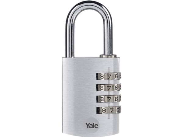 Yale YE3CB/38/131/1/S, Perinteinen riippulukko, Yhdistelmälukko, Hopea, Alumiini, Terästä, U-muotoinen