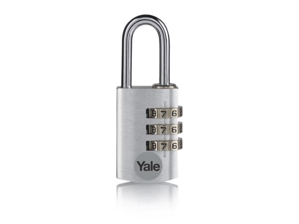 Yale YE3CB/38/131/1/S, Konventionellt hänglås, Kombinationslås, Silver, Gjuten aluminium, Stål, U-format