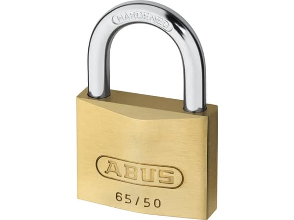 ABUS 65/50 kd., Perinteinen riippulukko, Avainlukko, Ei-sarjoitettu avain, Messinki, Messinki, Karkaistu teräs